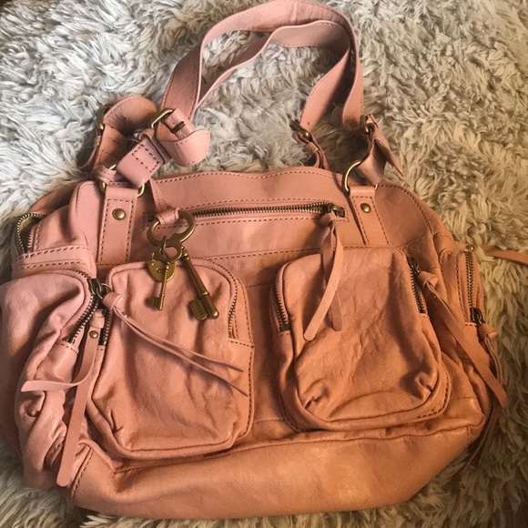 Fossil Handbags - Fossil Genuine Leather Pink Shoulder Bag